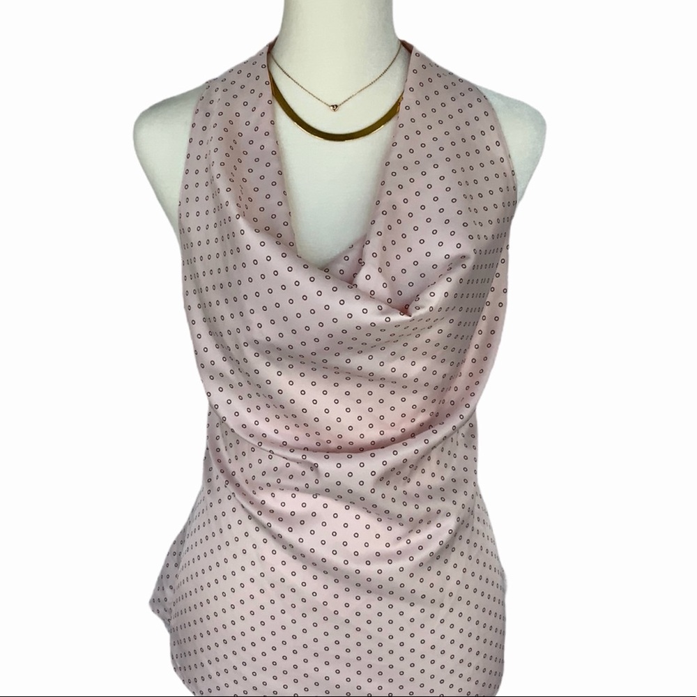 Ann Taylor Pink & Brown Circle Print Top
